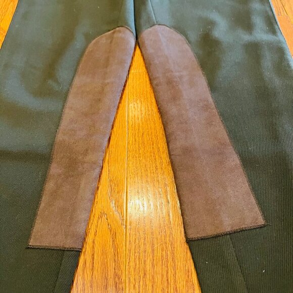 GAP Womens Pants Size 4 Army Green Faux Brown Suede Patch Riding Equestrian - Picture 13 of 16
